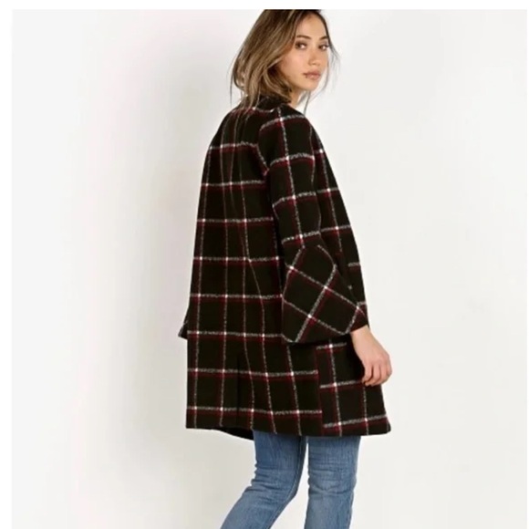 BB Dakota Hewes Flare Sleeve Check Jacket Women’s - Picture 2 of 5